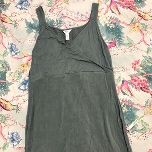 Sleeveless V-Neck Maternity Maxi Dress in Slate Green